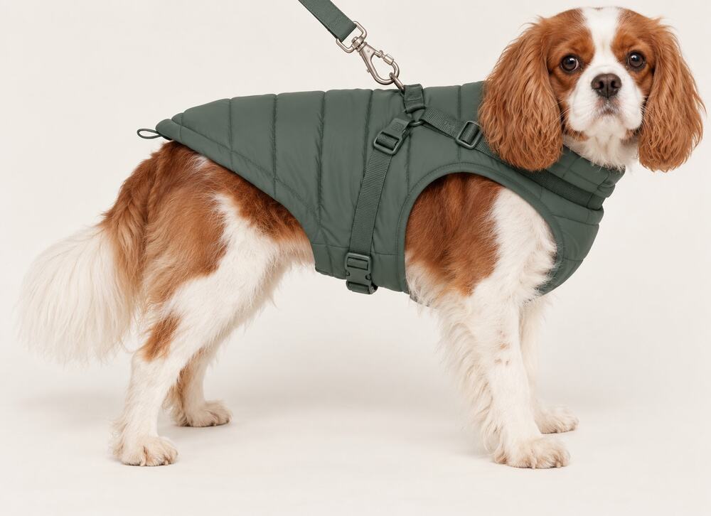 Canada Pooch Harness Puffer Dog Jacket Forrest Green Size 8 New